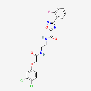 molecular formula C19H15Cl2FN4O4 B4841433 N~5~-(2-{[2-(3,4-DICHLOROPHENOXY)ACETYL]AMINO}ETHYL)-3-(2-FLUOROPHENYL)-1,2,4-OXADIAZOLE-5-CARBOXAMIDE 