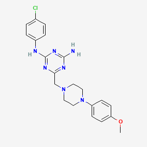 molecular formula C21H24ClN7O B4841481 N-(4-chlorophenyl)-6-{[4-(4-methoxyphenyl)piperazin-1-yl]methyl}-1,3,5-triazine-2,4-diamine 