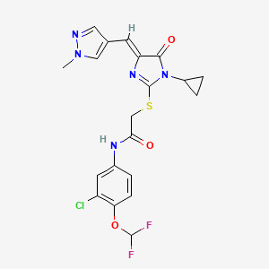molecular formula C20H18ClF2N5O3S B4841527 N-[3-CHLORO-4-(DIFLUOROMETHOXY)PHENYL]-2-({1-CYCLOPROPYL-4-[(Z)-1-(1-METHYL-1H-PYRAZOL-4-YL)METHYLIDENE]-5-OXO-1,5-DIHYDRO-4H-IMIDAZOL-2-YL}SULFANYL)ACETAMIDE 