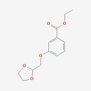 molecular formula C13H16O5 B048419 Ethyl 3-((1,3-dioxolan-2-yl)methoxy)benzoate CAS No. 850348-88-8
