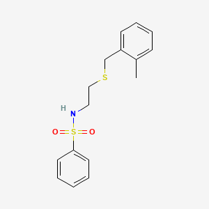molecular formula C16H19NO2S2 B4842030 N-{2-[(2-methylbenzyl)sulfanyl]ethyl}benzenesulfonamide 