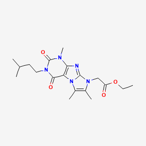 molecular formula C19H27N5O4 B4842060 ethyl 2-(3-isopentyl-1,6,7-trimethyl-2,4-dioxo-3,4-dihydro-1H-imidazo[2,1-f]purin-8(2H)-yl)acetate 