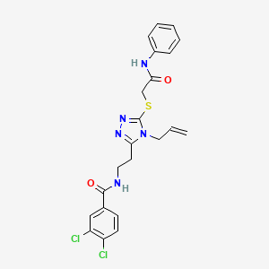 molecular formula C22H21Cl2N5O2S B4842598 3,4-dichloro-N-{2-[5-{[2-oxo-2-(phenylamino)ethyl]sulfanyl}-4-(prop-2-en-1-yl)-4H-1,2,4-triazol-3-yl]ethyl}benzamide 