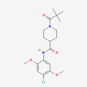 molecular formula C19H27ClN2O4 B4842613 N-(4-chloro-2,5-dimethoxyphenyl)-1-(2,2-dimethylpropanoyl)piperidine-4-carboxamide 