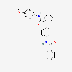 molecular formula C27H28N2O3 B4842763 N-(4-{1-[(4-methoxyphenyl)carbamoyl]cyclopentyl}phenyl)-4-methylbenzamide 