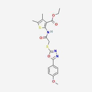 molecular formula C20H21N3O5S2 B4842874 Ethyl 2-[({[5-(4-methoxyphenyl)-1,3,4-oxadiazol-2-yl]sulfanyl}acetyl)amino]-4,5-dimethylthiophene-3-carboxylate 