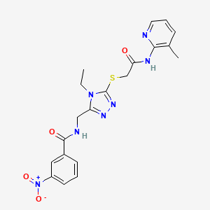 molecular formula C20H21N7O4S B4842993 N-[[4-ethyl-5-[2-[(3-methylpyridin-2-yl)amino]-2-oxoethyl]sulfanyl-1,2,4-triazol-3-yl]methyl]-3-nitrobenzamide 