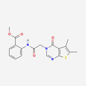 molecular formula C18H17N3O4S B4843413 Methyl 2-[[2-(5,6-dimethyl-4-oxothieno[2,3-d]pyrimidin-3-yl)acetyl]amino]benzoate 