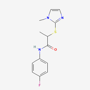 molecular formula C13H14FN3OS B4843604 N-(4-fluorophenyl)-2-[(1-methyl-1H-imidazol-2-yl)sulfanyl]propanamide 
