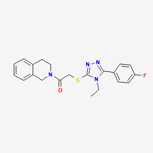 molecular formula C21H21FN4OS B4843676 1-(3,4-dihydroisoquinolin-2(1H)-yl)-2-{[4-ethyl-5-(4-fluorophenyl)-4H-1,2,4-triazol-3-yl]sulfanyl}ethanone CAS No. 915924-44-6