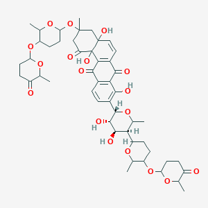 molecular formula C49H62O18 B048437 9-[(2S,3S,4R,5S)-3,4-dihydroxy-6-methyl-5-[6-methyl-5-(6-methyl-5-oxooxan-2-yl)oxyoxan-2-yl]oxan-2-yl]-4a,8,12b-trihydroxy-3-methyl-3-[6-methyl-5-(6-methyl-5-oxooxan-2-yl)oxyoxan-2-yl]oxy-2,4-dihydrobenzo[a]anthracene-1,7,12-trione CAS No. 113395-84-9
