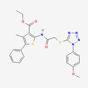 molecular formula C24H23N5O4S2 B4843779 ETHYL 2-(2-{[1-(4-METHOXYPHENYL)-1H-1,2,3,4-TETRAZOL-5-YL]SULFANYL}ACETAMIDO)-4-METHYL-5-PHENYLTHIOPHENE-3-CARBOXYLATE 