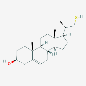 molecular formula C22H36OS B048439 (3S,8S,9S,10R,13S,14S,17R)-10,13-dimethyl-17-[(2S)-1-sulfanylpropan-2-yl]-2,3,4,7,8,9,11,12,14,15,16,17-dodecahydro-1H-cyclopenta[a]phenanthren-3-ol CAS No. 116523-89-8
