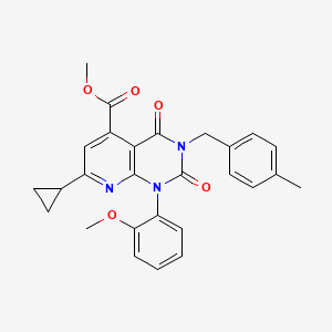 molecular formula C27H25N3O5 B4844105 METHYL 7-CYCLOPROPYL-1-(2-METHOXYPHENYL)-3-[(4-METHYLPHENYL)METHYL]-2,4-DIOXO-1H,2H,3H,4H-PYRIDO[2,3-D]PYRIMIDINE-5-CARBOXYLATE 