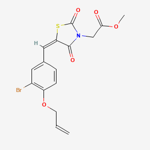 molecular formula C16H14BrNO5S B4844321 methyl 2-[(5E)-5-[(3-bromo-4-prop-2-enoxyphenyl)methylidene]-2,4-dioxo-1,3-thiazolidin-3-yl]acetate 