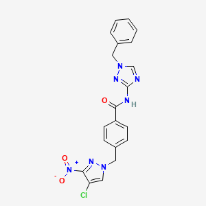 molecular formula C20H16ClN7O3 B4844366 N~1~-(1-BENZYL-1H-1,2,4-TRIAZOL-3-YL)-4-[(4-CHLORO-3-NITRO-1H-PYRAZOL-1-YL)METHYL]BENZAMIDE 