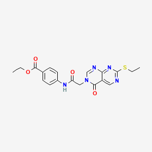molecular formula C19H19N5O4S B4844555 ETHYL 4-{2-[7-(ETHYLSULFANYL)-4-OXO-3H,4H-[1,3]DIAZINO[4,5-D]PYRIMIDIN-3-YL]ACETAMIDO}BENZOATE 