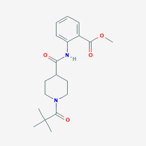 molecular formula C19H26N2O4 B4844565 Methyl 2-({[1-(2,2-dimethylpropanoyl)piperidin-4-yl]carbonyl}amino)benzoate 