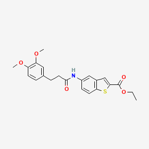 molecular formula C22H23NO5S B4844892 ETHYL 5-[3-(3,4-DIMETHOXYPHENYL)PROPANAMIDO]-1-BENZOTHIOPHENE-2-CARBOXYLATE 