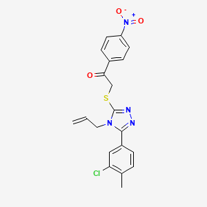 molecular formula C20H17ClN4O3S B4844968 2-{[5-(3-chloro-4-methylphenyl)-4-(prop-2-en-1-yl)-4H-1,2,4-triazol-3-yl]sulfanyl}-1-(4-nitrophenyl)ethanone 