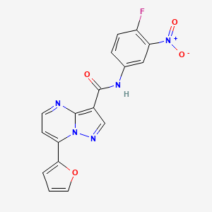 molecular formula C17H10FN5O4 B4844993 N~3~-(4-FLUORO-3-NITROPHENYL)-7-(2-FURYL)PYRAZOLO[1,5-A]PYRIMIDINE-3-CARBOXAMIDE 