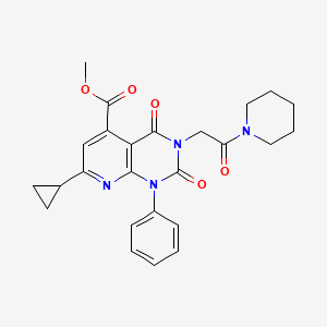 molecular formula C25H26N4O5 B4845011 METHYL 7-CYCLOPROPYL-2,4-DIOXO-3-[2-OXO-2-(PIPERIDIN-1-YL)ETHYL]-1-PHENYL-1H,2H,3H,4H-PYRIDO[2,3-D]PYRIMIDINE-5-CARBOXYLATE 