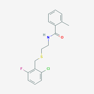 molecular formula C17H17ClFNOS B4845248 N-[2-[(2-chloro-6-fluorophenyl)methylsulfanyl]ethyl]-2-methylbenzamide 