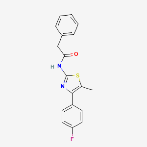 molecular formula C18H15FN2OS B4845636 N-[4-(4-FLUOROPHENYL)-5-METHYL-13-THIAZOL-2-YL]-2-PHENYLACETAMIDE 