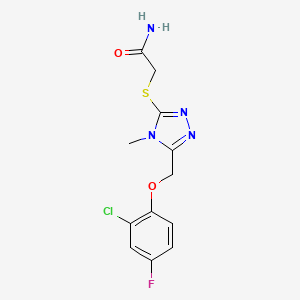 molecular formula C12H12ClFN4O2S B4845828 2-({5-[(2-chloro-4-fluorophenoxy)methyl]-4-methyl-4H-1,2,4-triazol-3-yl}sulfanyl)acetamide 