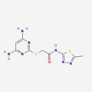 molecular formula C9H11N7OS2 B4846018 2-[(4,6-DIAMINO-2-PYRIMIDINYL)SULFANYL]-N~1~-(5-METHYL-1,3,4-THIADIAZOL-2-YL)ACETAMIDE 