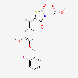 molecular formula C21H18FNO6S B4846028 methyl [(5E)-5-{4-[(2-fluorobenzyl)oxy]-3-methoxybenzylidene}-2,4-dioxo-1,3-thiazolidin-3-yl]acetate 