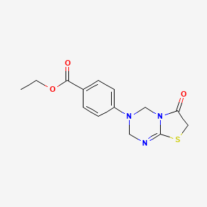 molecular formula C14H15N3O3S B4846264 ETHYL 4-{6-OXO-2H,3H,4H,6H,7H-[1,3]THIAZOLO[3,2-A][1,3,5]TRIAZIN-3-YL}BENZOATE 