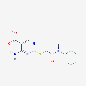 molecular formula C16H24N4O3S B4846642 ETHYL 4-AMINO-2-({[CYCLOHEXYL(METHYL)CARBAMOYL]METHYL}SULFANYL)PYRIMIDINE-5-CARBOXYLATE 