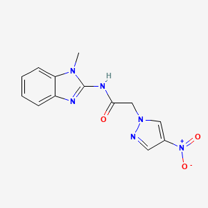 molecular formula C13H12N6O3 B4846657 N-(1-METHYL-1H-1,3-BENZIMIDAZOL-2-YL)-2-(4-NITRO-1H-PYRAZOL-1-YL)ACETAMIDE 