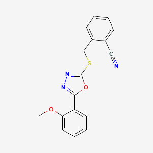 molecular formula C17H13N3O2S B4846680 2-({[5-(2-Methoxyphenyl)-1,3,4-oxadiazol-2-yl]sulfanyl}methyl)benzonitrile 