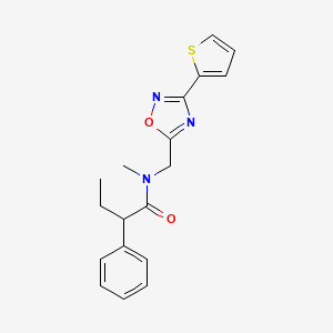 molecular formula C18H19N3O2S B4846753 N-methyl-2-phenyl-N-[(3-thiophen-2-yl-1,2,4-oxadiazol-5-yl)methyl]butanamide 