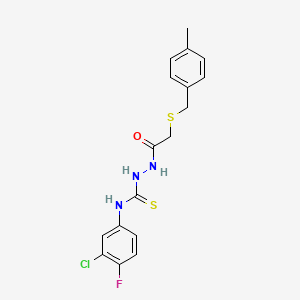 molecular formula C17H17ClFN3OS2 B4847106 N-(3-chloro-4-fluorophenyl)-2-{[(4-methylbenzyl)thio]acetyl}hydrazinecarbothioamide 
