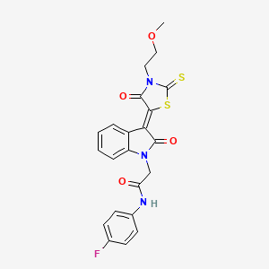 molecular formula C22H18FN3O4S2 B4847182 N-(4-fluorophenyl)-2-{(3Z)-3-[3-(2-methoxyethyl)-4-oxo-2-thioxo-1,3-thiazolidin-5-ylidene]-2-oxo-2,3-dihydro-1H-indol-1-yl}acetamide 