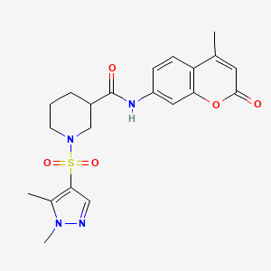 molecular formula C21H24N4O5S B4847272 1-[(1,5-DIMETHYL-1H-PYRAZOL-4-YL)SULFONYL]-N~3~-(4-METHYL-2-OXO-2H-CHROMEN-7-YL)-3-PIPERIDINECARBOXAMIDE 