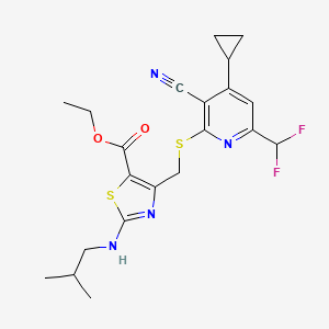 molecular formula C21H24F2N4O2S2 B4847471 ETHYL 4-({[3-CYANO-4-CYCLOPROPYL-6-(DIFLUOROMETHYL)-2-PYRIDYL]SULFANYL}METHYL)-2-(ISOBUTYLAMINO)-1,3-THIAZOLE-5-CARBOXYLATE 