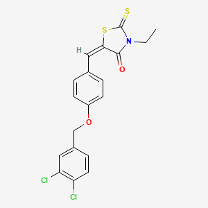 molecular formula C19H15Cl2NO2S2 B4847495 (5E)-5-[[4-[(3,4-dichlorophenyl)methoxy]phenyl]methylidene]-3-ethyl-2-sulfanylidene-1,3-thiazolidin-4-one 