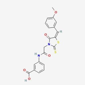 molecular formula C20H16N2O5S2 B4847534 3-[[2-[(5E)-5-[(3-methoxyphenyl)methylidene]-4-oxo-2-sulfanylidene-1,3-thiazolidin-3-yl]acetyl]amino]benzoic acid 