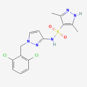 molecular formula C15H15Cl2N5O2S B4847596 N~4~-[1-(2,6-DICHLOROBENZYL)-1H-PYRAZOL-3-YL]-3,5-DIMETHYL-1H-PYRAZOLE-4-SULFONAMIDE 