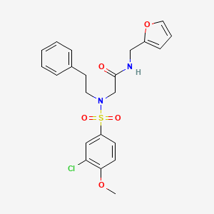 molecular formula C22H23ClN2O5S B4847950 N-[(FURAN-2-YL)METHYL]-2-[N-(2-PHENYLETHYL)3-CHLORO-4-METHOXYBENZENESULFONAMIDO]ACETAMIDE 