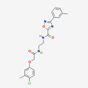 molecular formula C21H21ClN4O4 B4848297 N~5~-(2-{[2-(4-CHLORO-3-METHYLPHENOXY)ACETYL]AMINO}ETHYL)-3-(3-METHYLPHENYL)-1,2,4-OXADIAZOLE-5-CARBOXAMIDE 