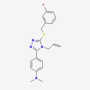 molecular formula C20H21FN4S B4848317 N-(4-{4-ALLYL-5-[(3-FLUOROBENZYL)SULFANYL]-4H-1,2,4-TRIAZOL-3-YL}PHENYL)-N,N-DIMETHYLAMINE 