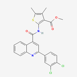 molecular formula C24H18Cl2N2O3S B4848546 methyl 2-({[2-(3,4-dichlorophenyl)-4-quinolinyl]carbonyl}amino)-4,5-dimethyl-3-thiophenecarboxylate 
