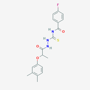 molecular formula C19H20FN3O3S B4848611 N-({2-[2-(3,4-dimethylphenoxy)propanoyl]hydrazinyl}carbonothioyl)-4-fluorobenzamide 