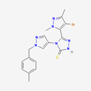 molecular formula C18H18BrN7S B4848629 5-(4-BROMO-1,3-DIMETHYL-1H-PYRAZOL-5-YL)-4-[1-(4-METHYLBENZYL)-1H-PYRAZOL-4-YL]-4H-1,2,4-TRIAZOL-3-YLHYDROSULFIDE 