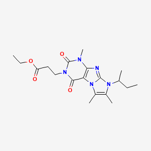 molecular formula C19H27N5O4 B4848713 ethyl 3-[1,6,7-trimethyl-8-(methylpropyl)-2,4-dioxo-1,3,5-trihydro-4-imidazoli no[1,2-h]purin-3-yl]propanoate 